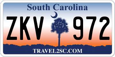 SC license plate ZKV972