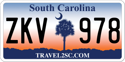 SC license plate ZKV978