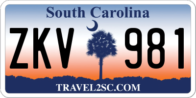 SC license plate ZKV981