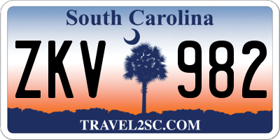 SC license plate ZKV982