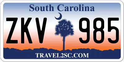 SC license plate ZKV985