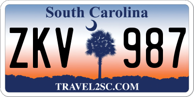 SC license plate ZKV987