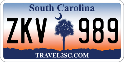 SC license plate ZKV989