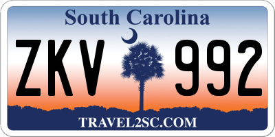 SC license plate ZKV992