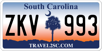 SC license plate ZKV993