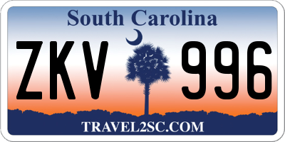 SC license plate ZKV996