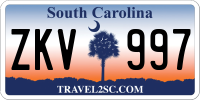 SC license plate ZKV997
