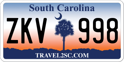 SC license plate ZKV998
