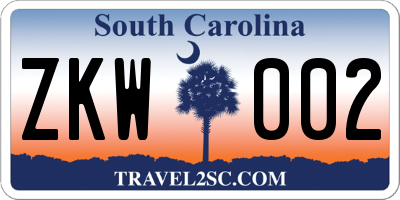 SC license plate ZKW002