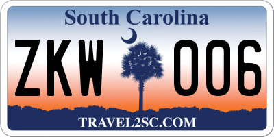 SC license plate ZKW006