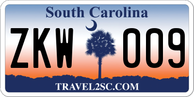 SC license plate ZKW009