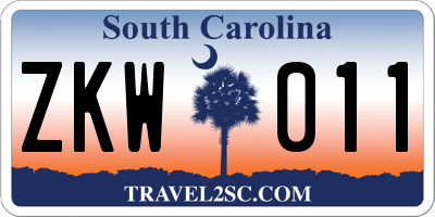 SC license plate ZKW011