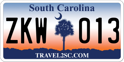 SC license plate ZKW013