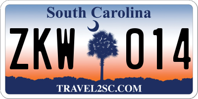SC license plate ZKW014