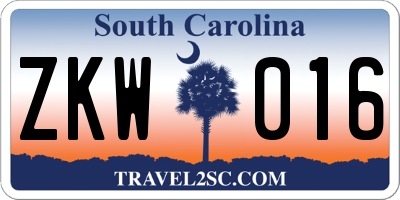 SC license plate ZKW016