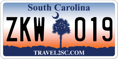 SC license plate ZKW019