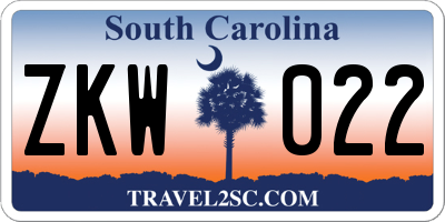SC license plate ZKW022