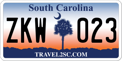SC license plate ZKW023