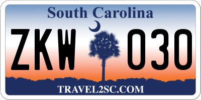 SC license plate ZKW030