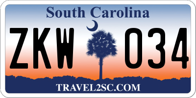 SC license plate ZKW034