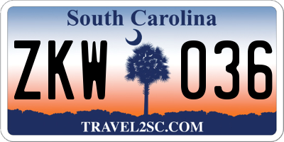 SC license plate ZKW036