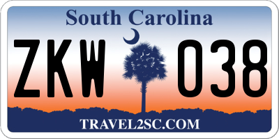 SC license plate ZKW038