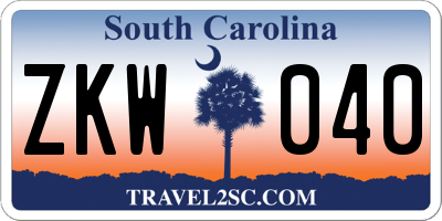 SC license plate ZKW040