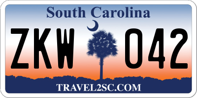 SC license plate ZKW042
