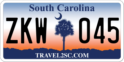 SC license plate ZKW045