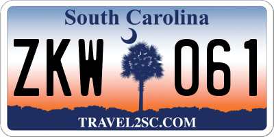 SC license plate ZKW061
