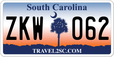 SC license plate ZKW062