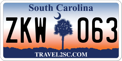 SC license plate ZKW063