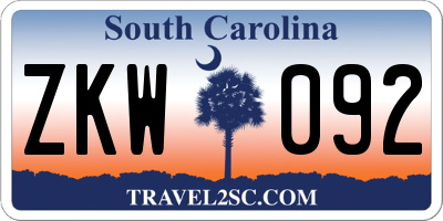 SC license plate ZKW092