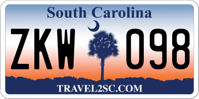 SC license plate ZKW098