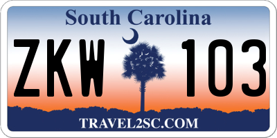 SC license plate ZKW103