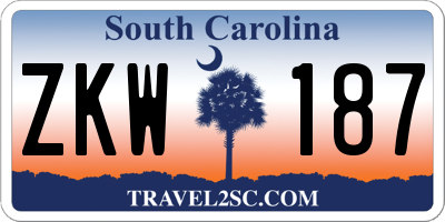 SC license plate ZKW187