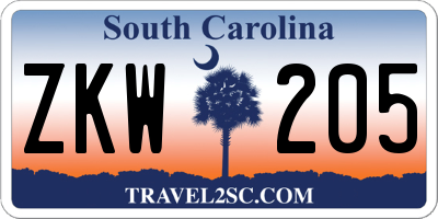 SC license plate ZKW205