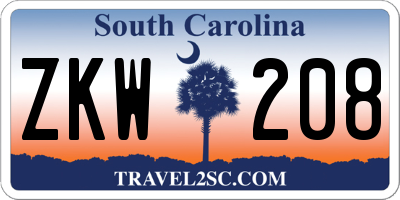 SC license plate ZKW208