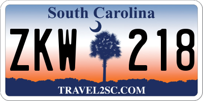 SC license plate ZKW218