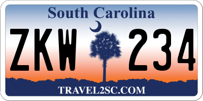 SC license plate ZKW234