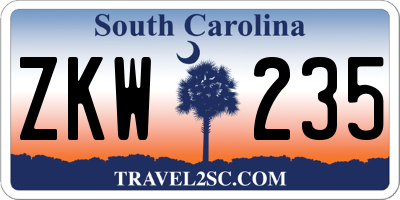 SC license plate ZKW235