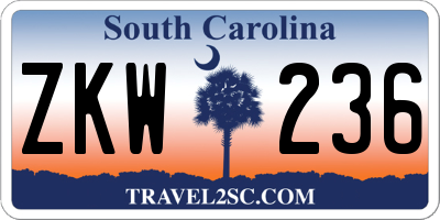 SC license plate ZKW236