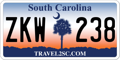 SC license plate ZKW238