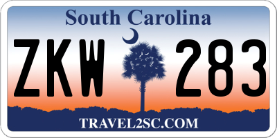 SC license plate ZKW283