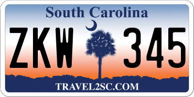 SC license plate ZKW345