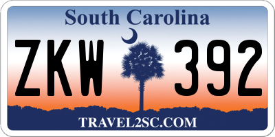 SC license plate ZKW392