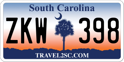 SC license plate ZKW398