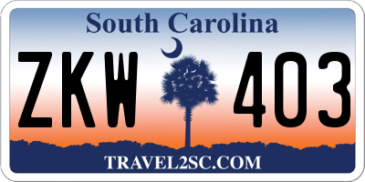 SC license plate ZKW403