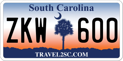 SC license plate ZKW600