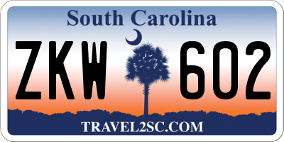 SC license plate ZKW602